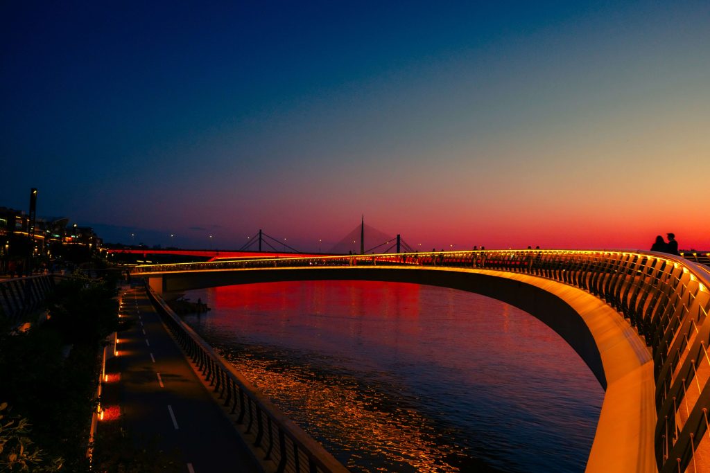 Belgrade Waterfront in sunset